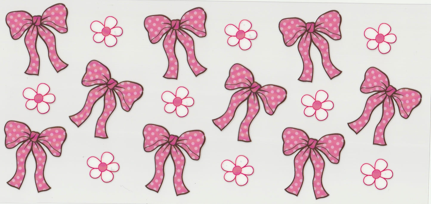 Pink Bows with flowers UV DTF Cup Wrap