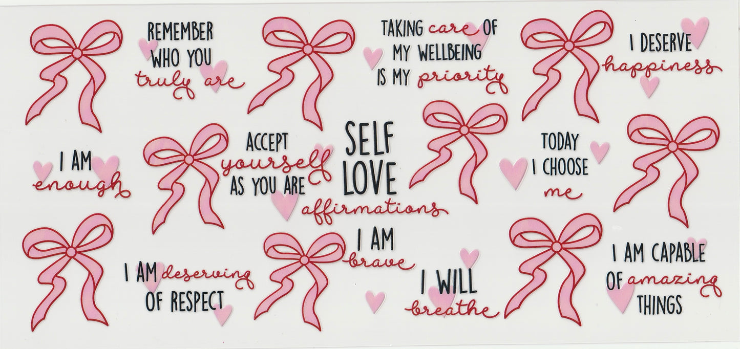 Self love affirmations UV DTF Cup Wrap Pink