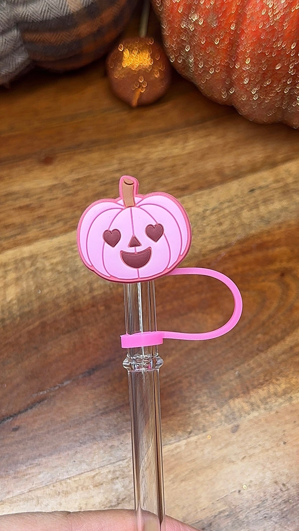 Pink Pumpkin Straw Topper