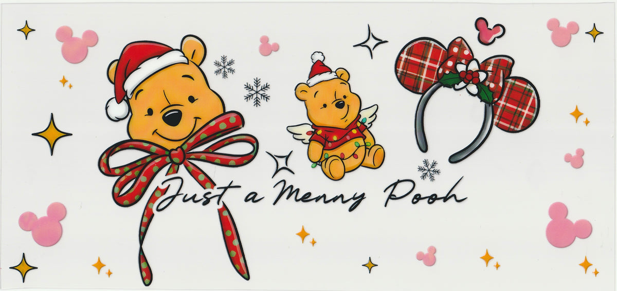 Have a Merry Pooh | Christmas Design | UV DTF Cup Wrap | 16oz Cup Decal