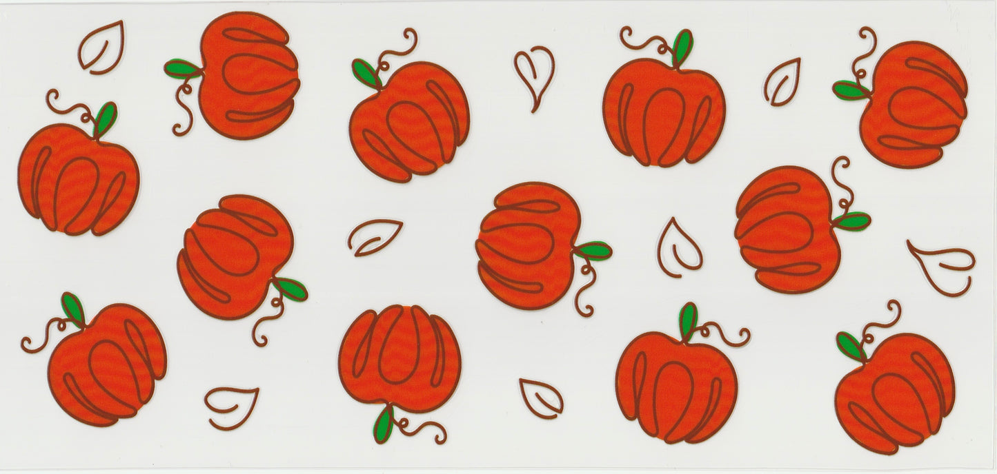 Scattered Pumpkin UV DTF Cup Wrap | Autumn Pattern | 16oz Cup Decal