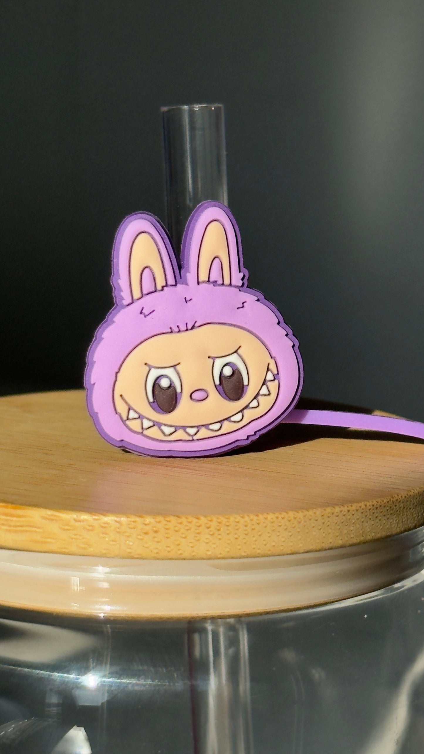 Purple Labubu Straw Topper