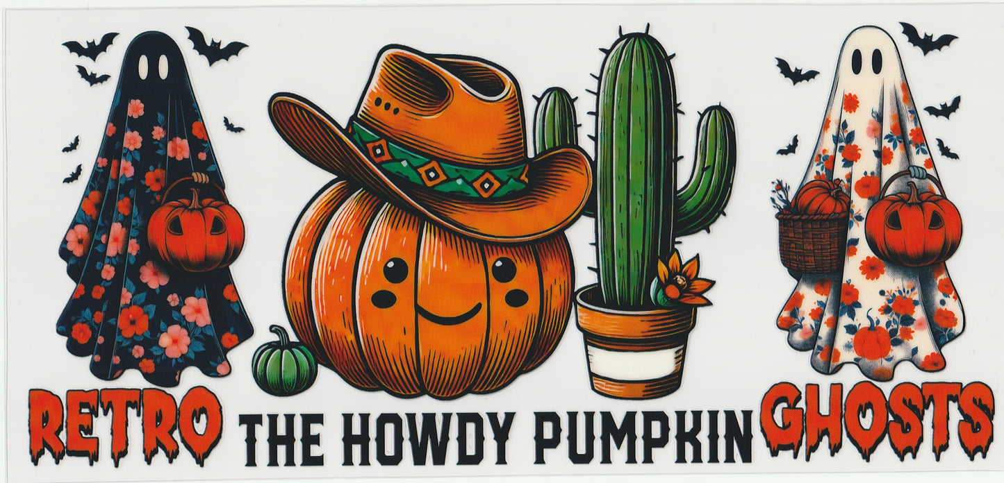 The Howdy Pumpkin UV DTF Cup Wrap | Halloween Design | 16oz Cup Decal