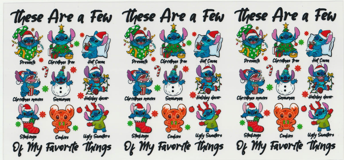Stitch’s Christmas Favorites UV DTF Cup Wrap | Christmas Design | 16oz Cup Decal