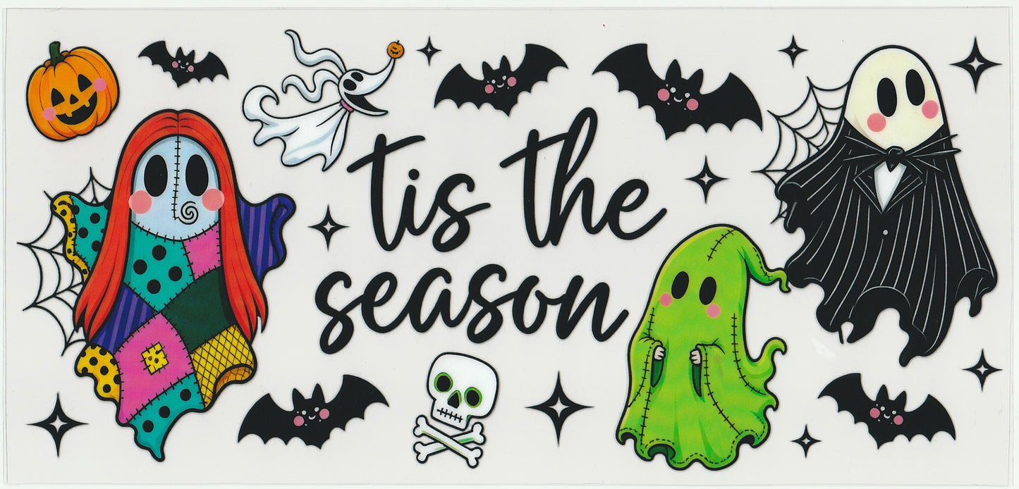 Ghost Tis the season UV DTF Cup Wrap | Halloween Design | 16oz Cup Decal