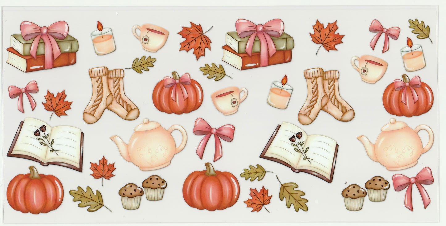 Cozy Pumpkin Vibes UV DTF Cup Wrap | Fall Design | 16oz Cup Decal