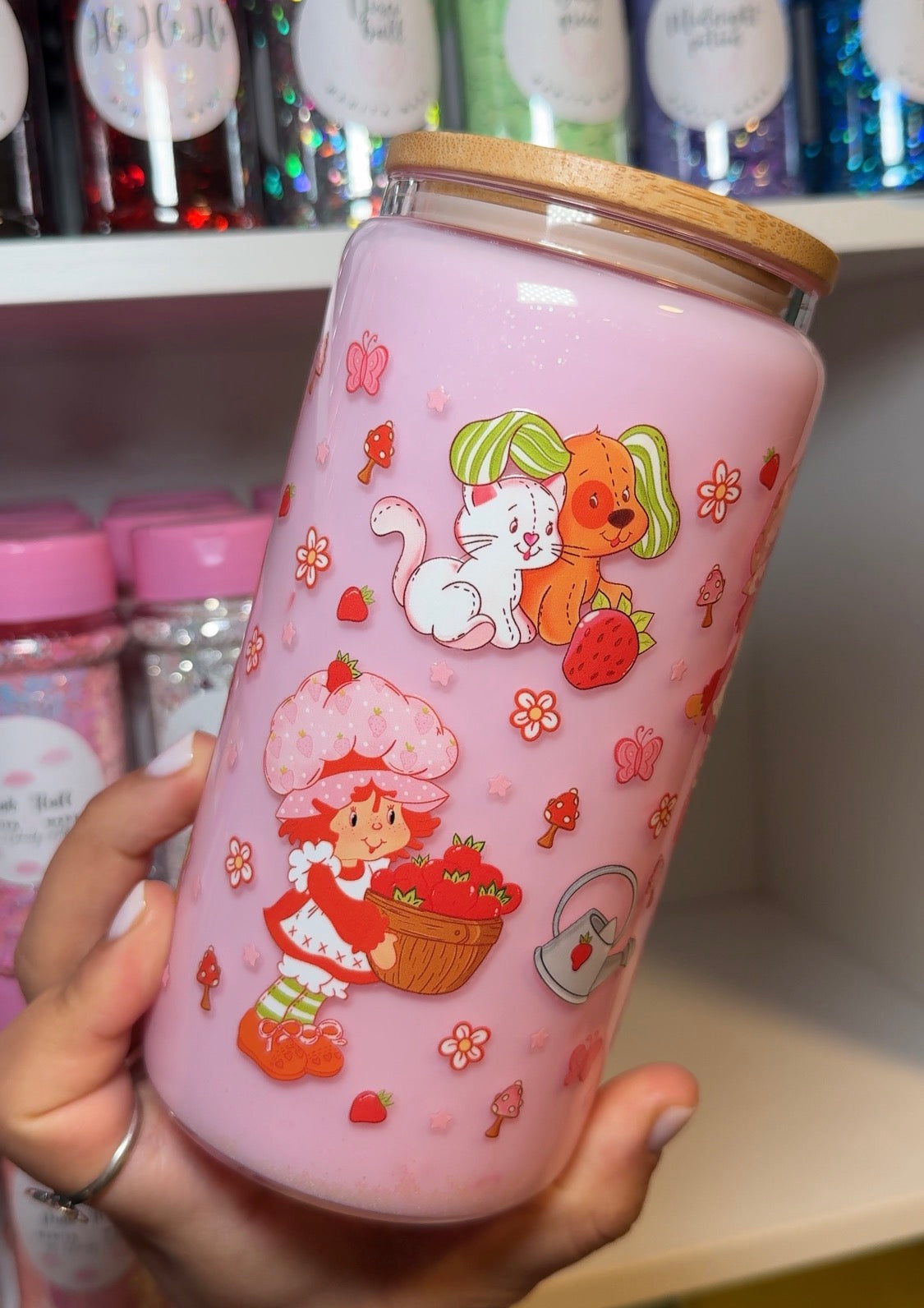 Strawberry Shortcake- Strawberry Milk Glass Cup