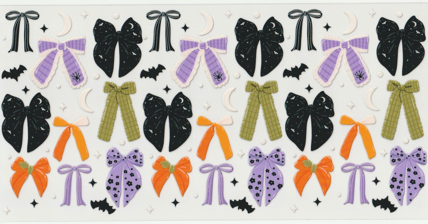 Halloween Bows UV DTF Cup Wrap | Halloween Design | 16oz Cup Decal