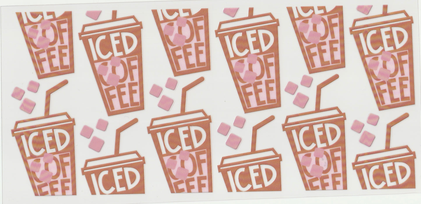Iced Coffee UV DTF Cup Wrap | 16oz Cup Decal