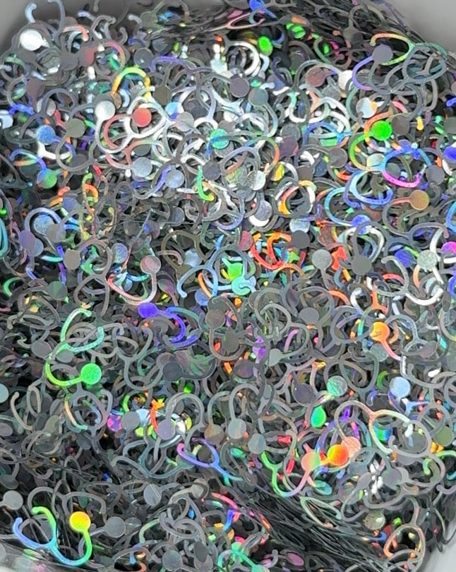 Silver Stethoscope Glitter Shapes