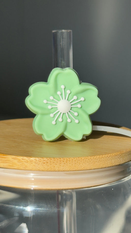 Green Flower Straw Topper
