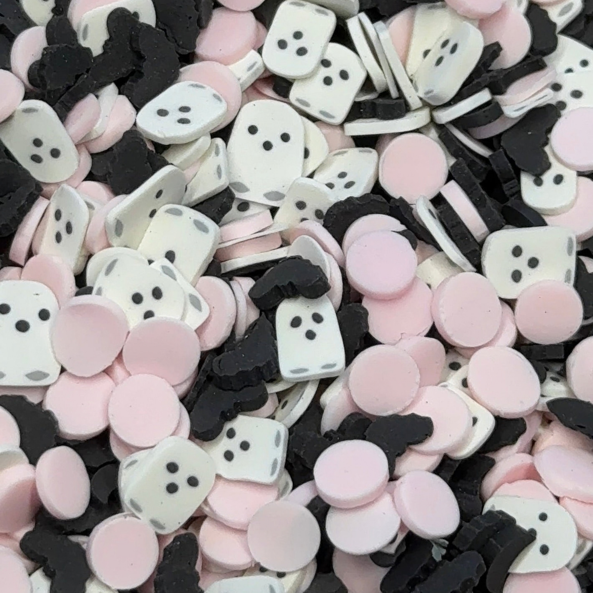 Pink Ghost & Bat Halloween Polymer Clay 5mm