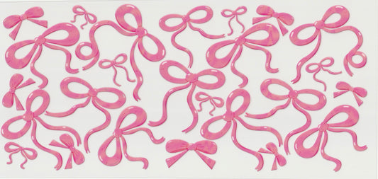 Pink Bows UV DTF Cup Wrap | 16oz Cup Decal