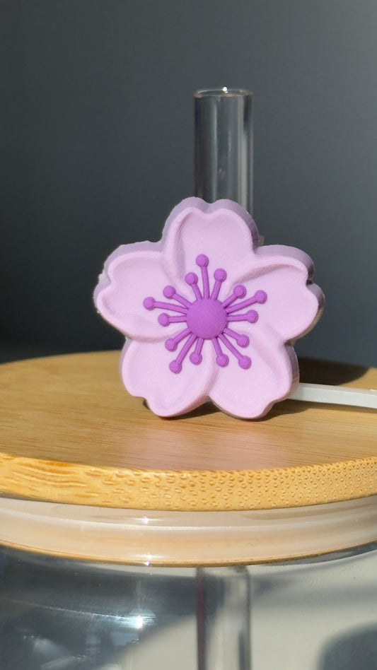 Purple Flower Straw Topper