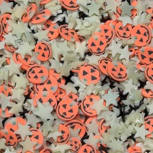 Glow-in-the-Dark Pumpkin & Star Polymer Clay Mix 5mm