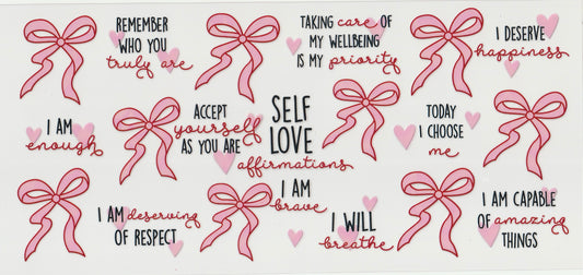 Self love affirmations UV DTF Cup Wrap | 16oz Cup Decal