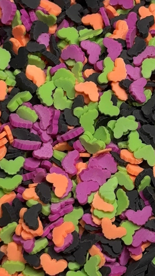 Multicolor Halloween Bats Polymer Clay 5mm