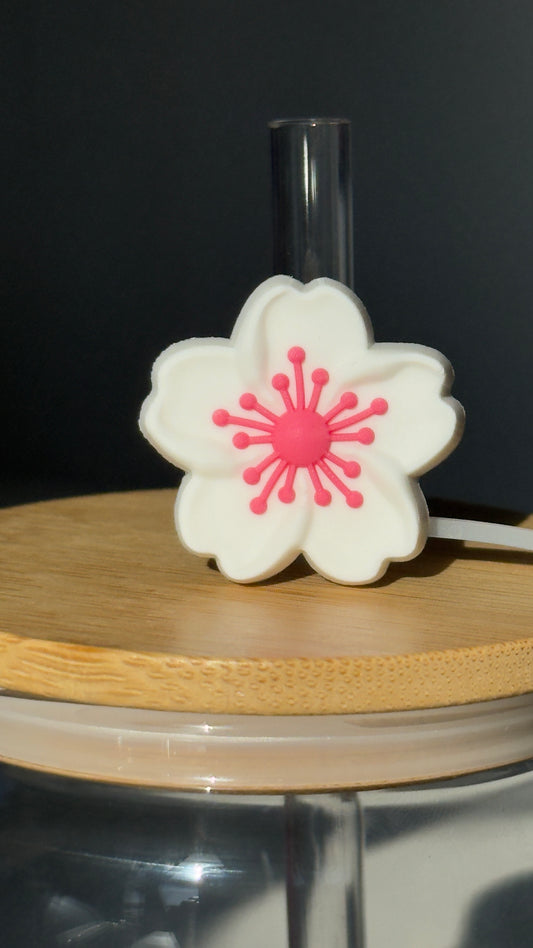 White Flower Straw Topper