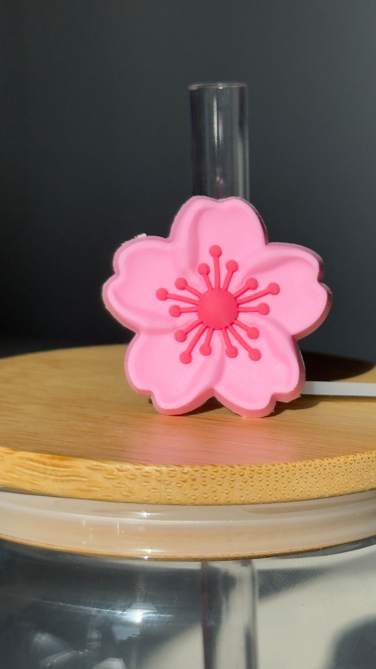 Pink Flower Straw Topper