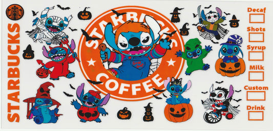 Orange Halloween Villains UV DTF Cup Wrap | Halloween Design | 16oz Cup Decal