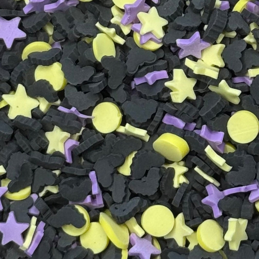 Bat & Purple Stars Halloween Polymer Clay 5mm