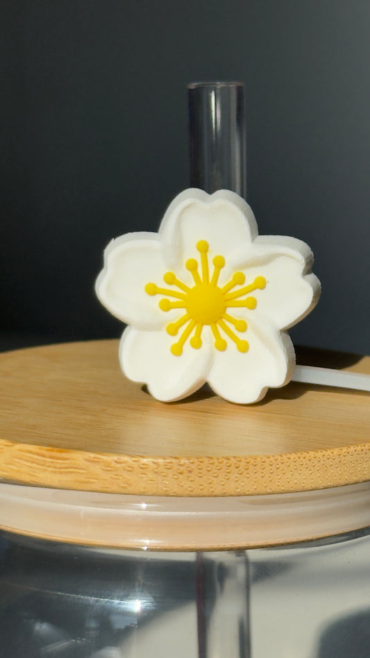 White Flower Straw Topper