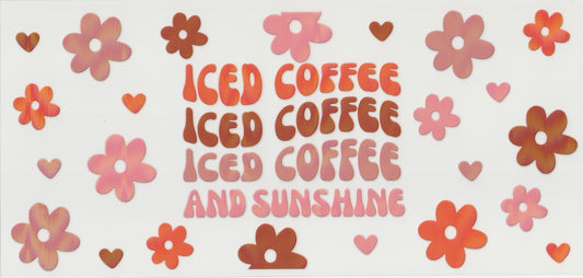 Iced Coffee and Sunshine UV DTF Cup Wrap | 16oz Cup Decal