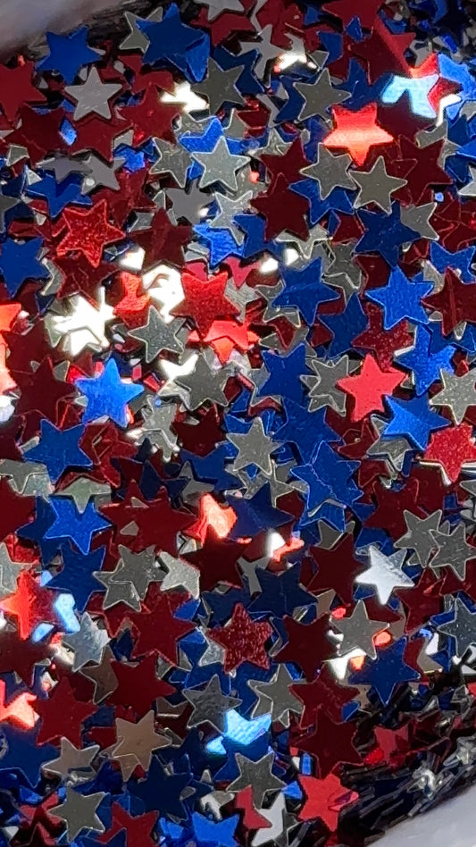 Red,White,Silver Star Mix Glitter Shapes
