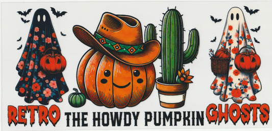 The Howdy Pumpkin UV DTF Cup Wrap | Halloween Design | 16oz Cup Decal