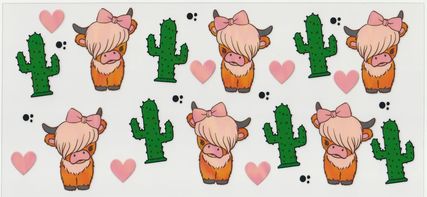 Cow & Cactus UV DTF Cup Wrap Pink