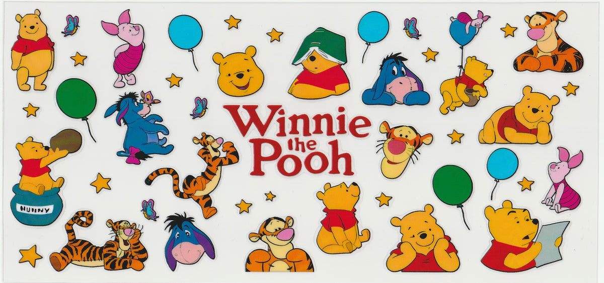 Winnie with Friends UV DTF Cup Wrap | 16oz Cup Decal