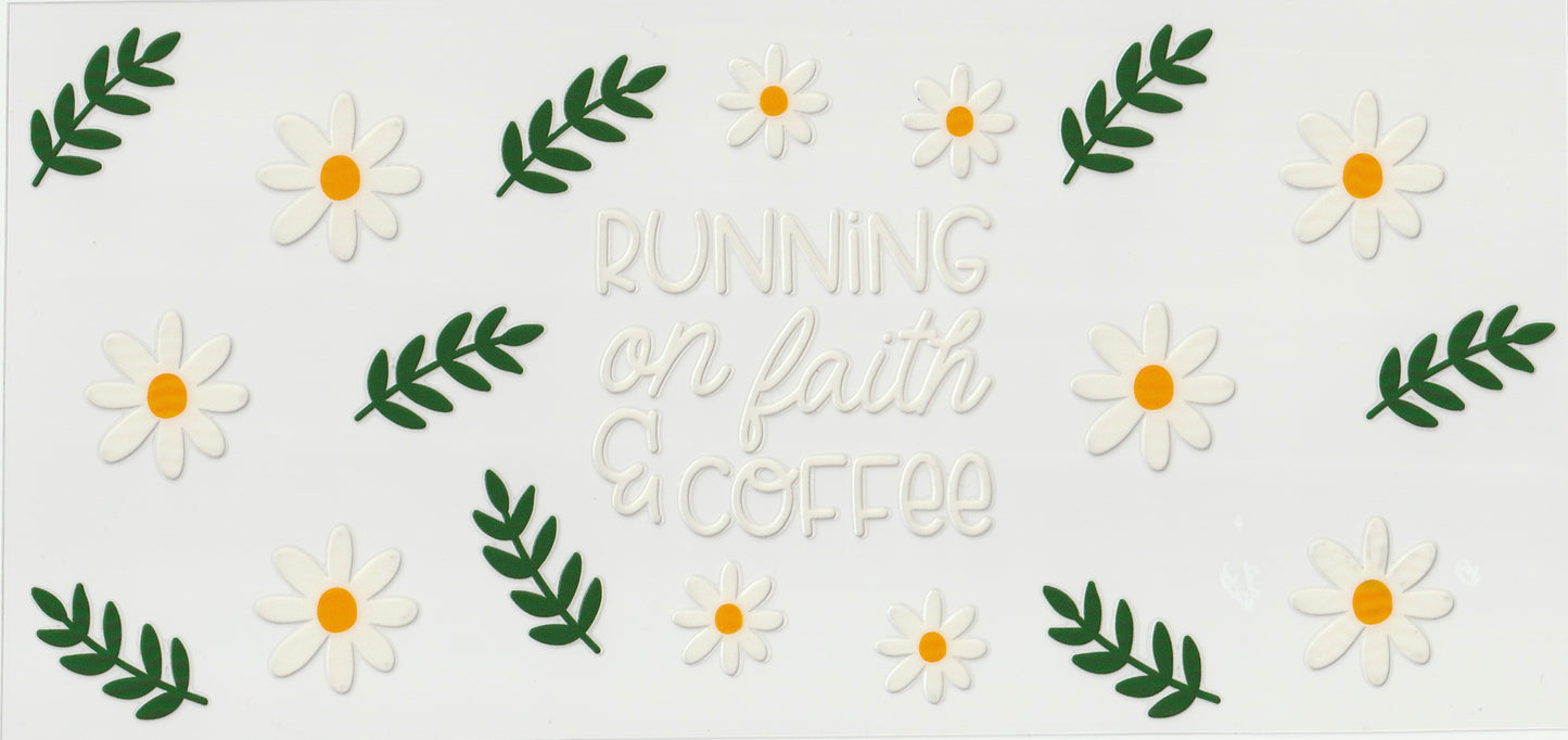 Running on faith & coffee UV DTF Cup Wrap | 16oz Cup Decal