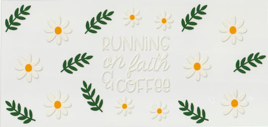 Running on faith & coffee UV DTF Cup Wrap | 16oz Cup Decal