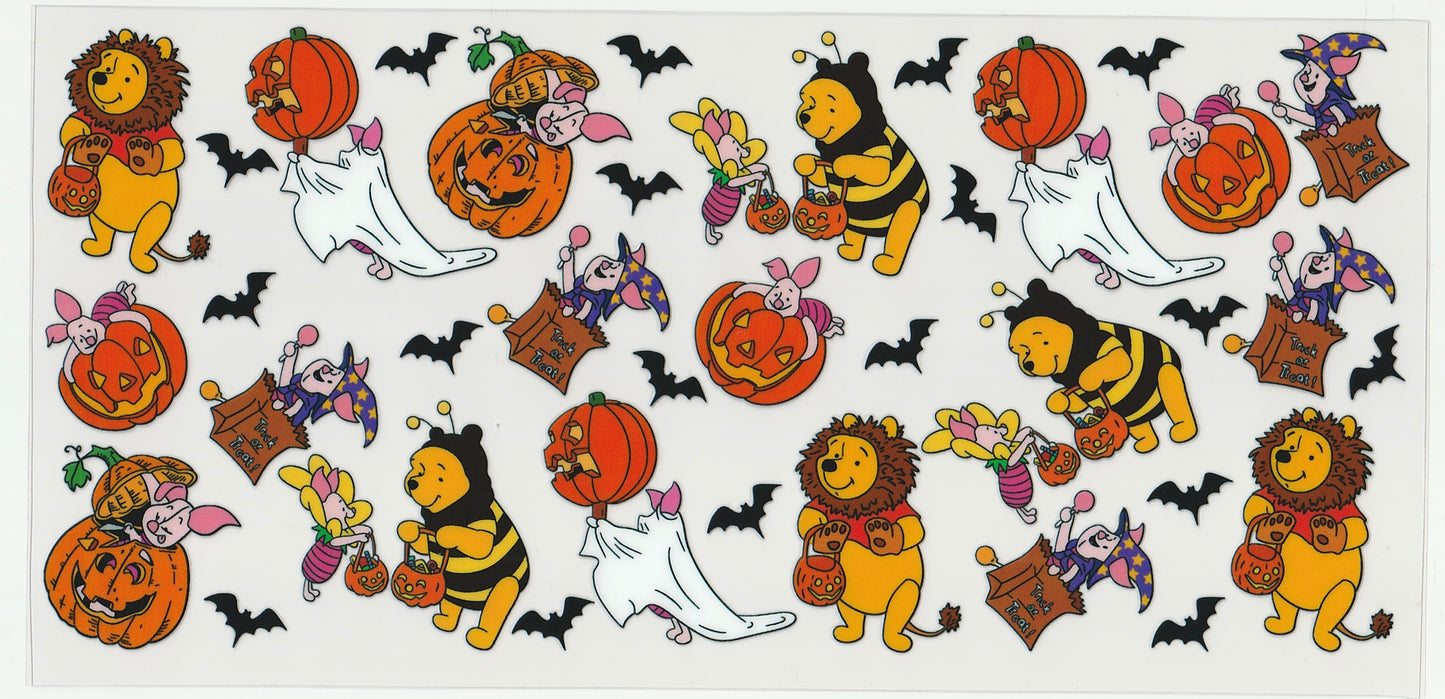 Winnie Trick or Treating UV DTF Cup Wrap | Halloween Design | 16oz Cup Decal