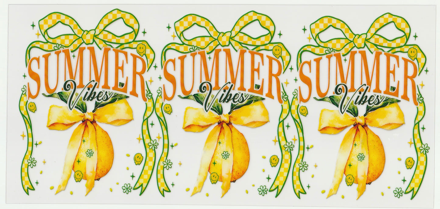 Summer Lemon Bow UV DTF Cup Wrap | 16oz Cup Decal