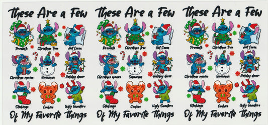 Stitch’s Christmas Favorites UV DTF Cup Wrap | Christmas Design | 16oz Cup Decal