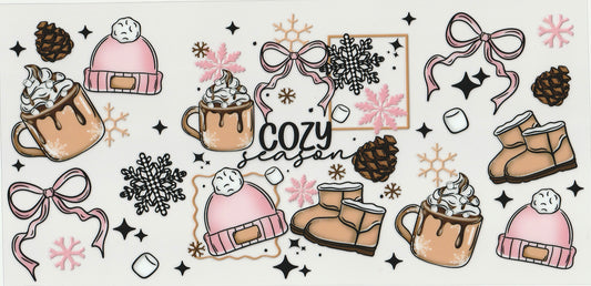 Cozy Season | Winter Design | UV DTF Cup Wrap | 16oz Cup Decal