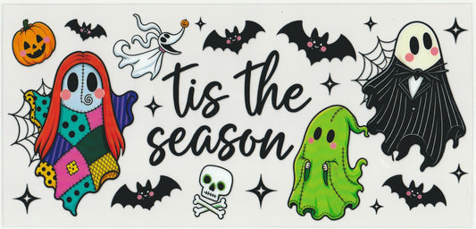 Ghost Tis the season UV DTF Cup Wrap | Halloween Design | 16oz Cup Decal