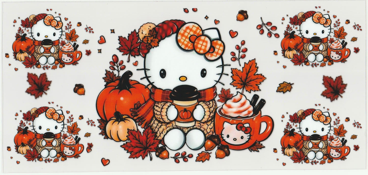 HK Autumn Latte UV DTF Cup Wrap | Fall Design | 16oz Cup Decal