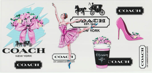 Coach UV DTF Cup Wrap | 16oz Cup Decal
