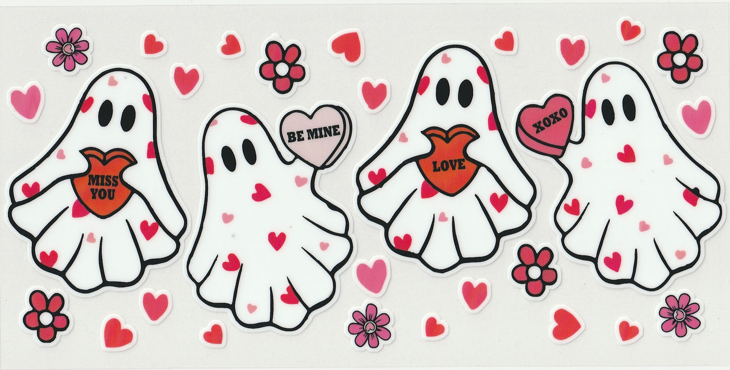 Glow In The Dark Ghost UV DTF Cup Wrap | 16oz Cup Decal