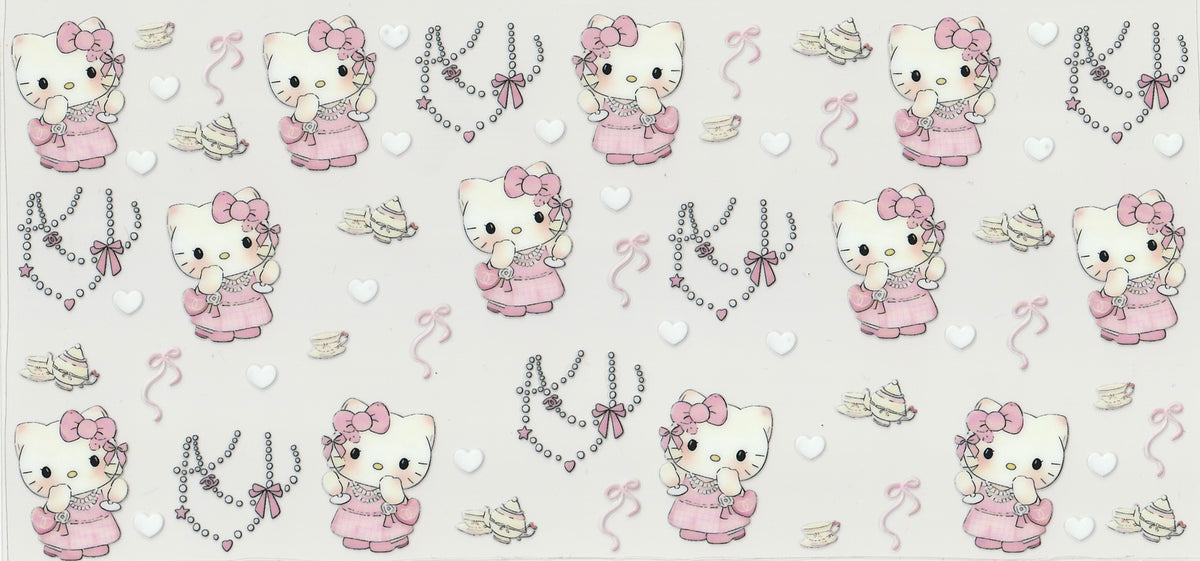 Hello Kitty Bougie Tea Party UV DTF Cup Wrap | 16oz Cup Decal