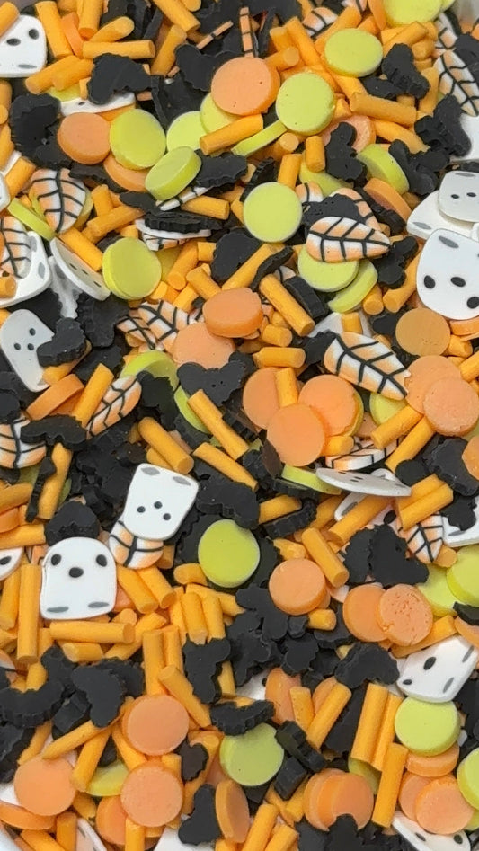 Spooky Ghosts, Bats & Leaves Polymer Clay Mix 5mm