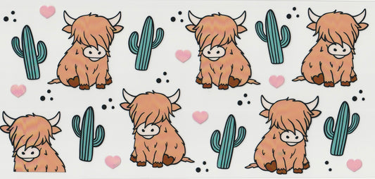 Cow & Cactus UV DTF Cup Wrap | 16oz Cup Decal