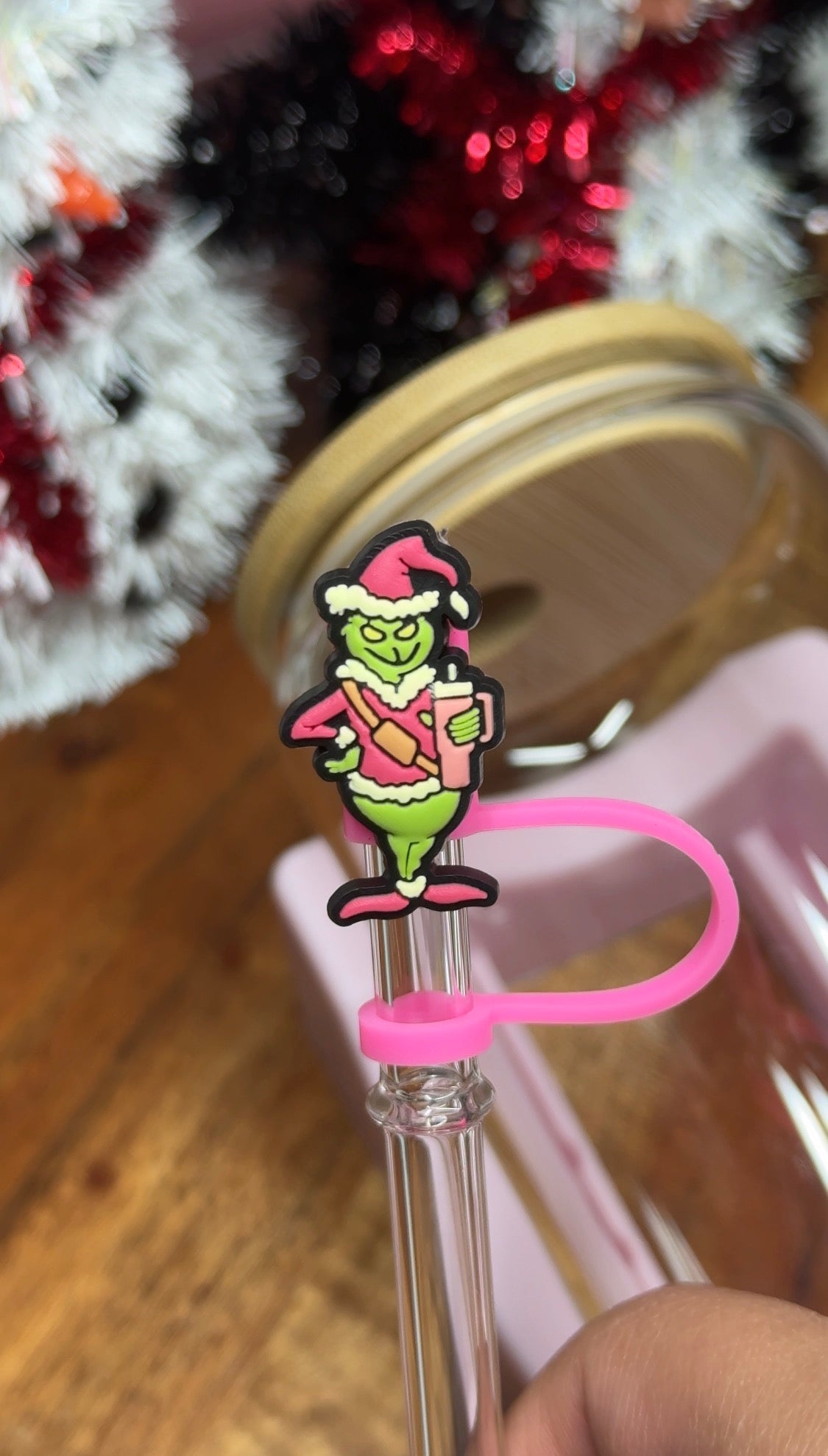 Bougie Grinch Straw Topper