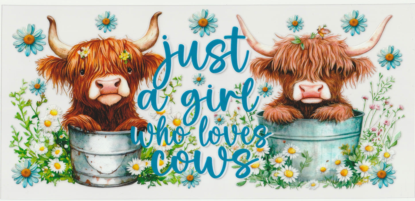 Highland Cow UV DTF Cup Wrap | 16oz Cup Decal