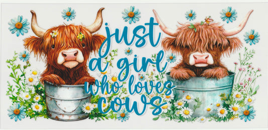 Highland Cow UV DTF Cup Wrap | 16oz Cup Decal