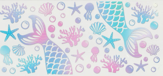 Mermaid Tail Beach UV DTF Cup Wrap | 16oz Cup Decal
