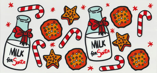 Milk for Santa UV DTF Cup Wrap | 16oz Cup Decal