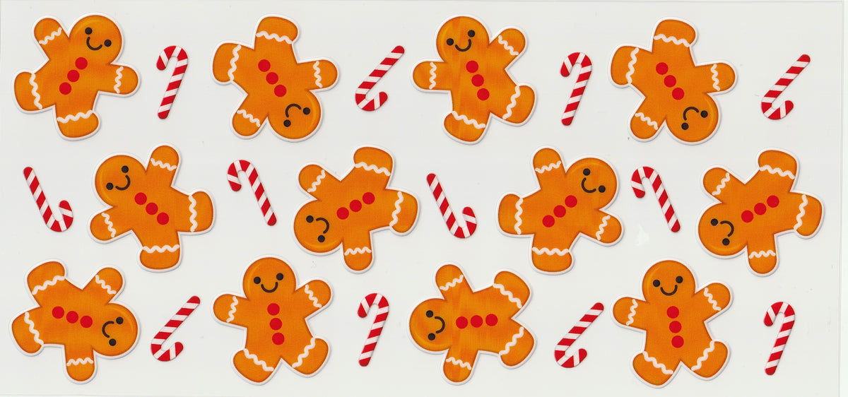 Gingerbread Candy Cane UV DTF Cup Wrap | Christmas Design | 16oz Cup Decal